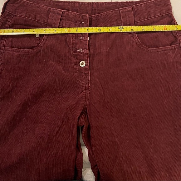 Sundance Catalog button fly corduroys in Oxblood color, wide leg. - Picture 5 of 6